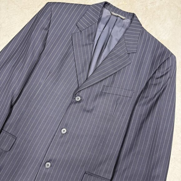 Coppley Suit 2pc Pinstripe 3btn Navy Blue 100% Wool 42T 38x33 - Picture 2 of 12
